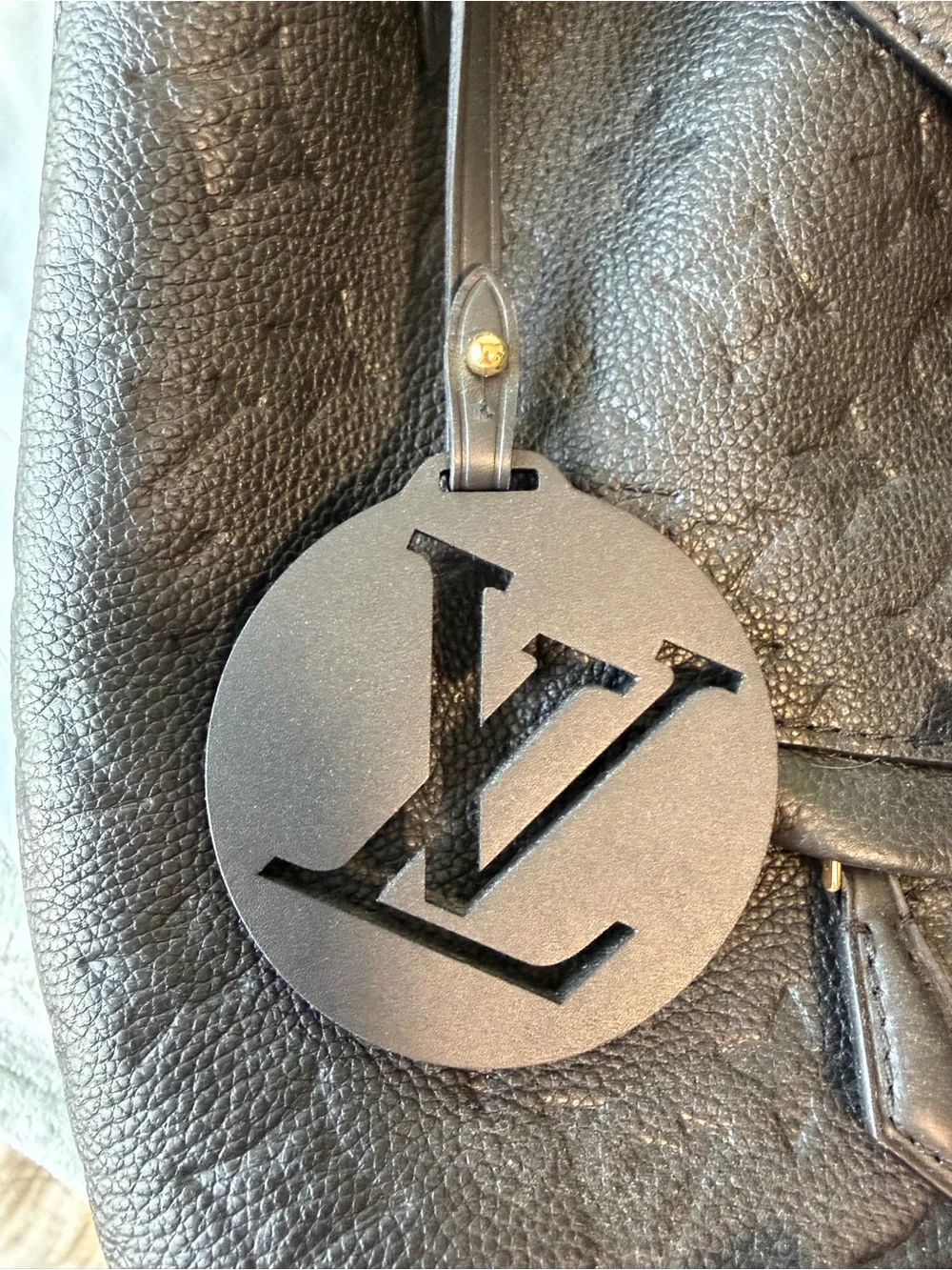 Louis Vuitton Black Monogram Embossed Backpack with Logo Tag